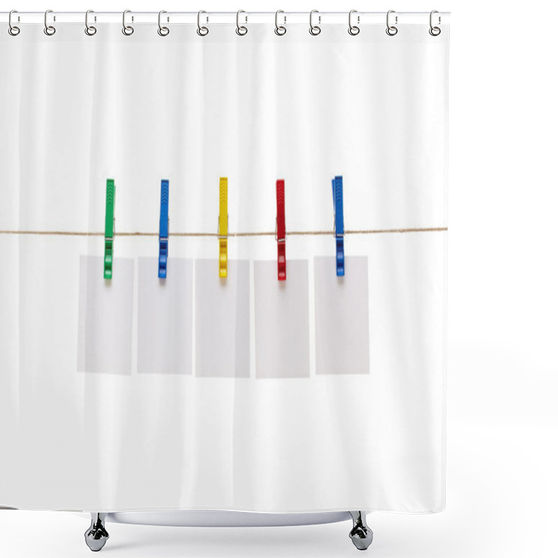 Personality  Clothes Peg And Note Paper On Clothes Line Rope Shower Curtains