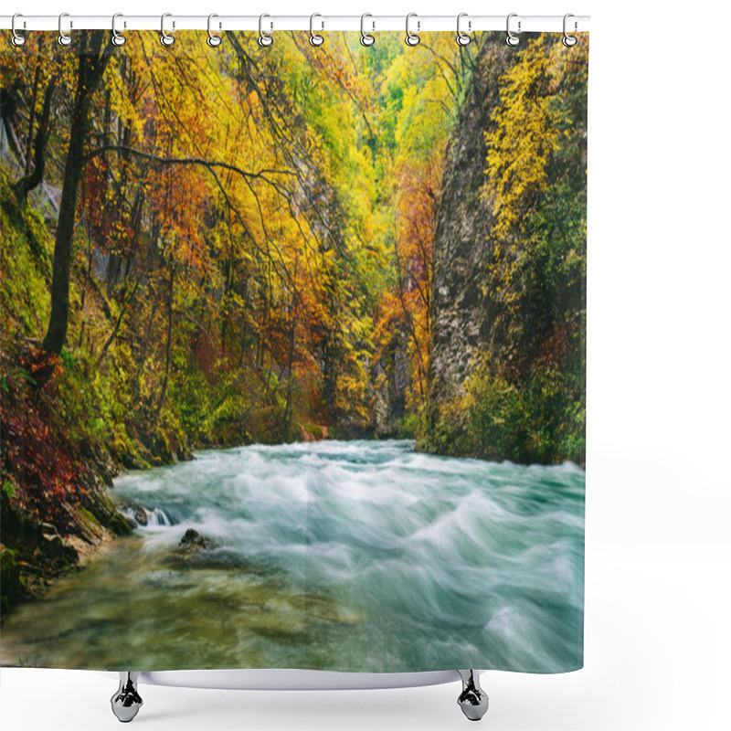 Personality  The Famous Vintgar Gorge Canyon, Bled,Triglav,Slovenia,Europe Shower Curtains