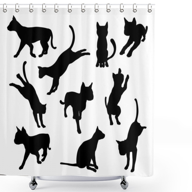 Personality  Pet Cat Silhouettes Shower Curtains