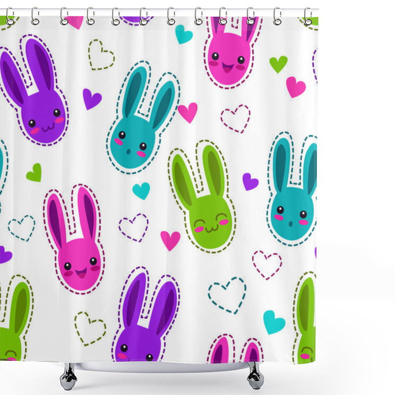 Personality  Seamless Pattern With Bunnies And Hearts Shower Curtains