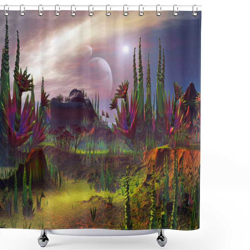 Personality  Strange Plant Formations In An Alien Garden Shower Curtains