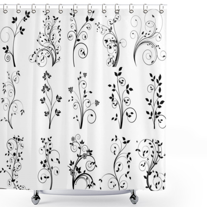 Personality  Floral Design Vector Set Shower Curtains