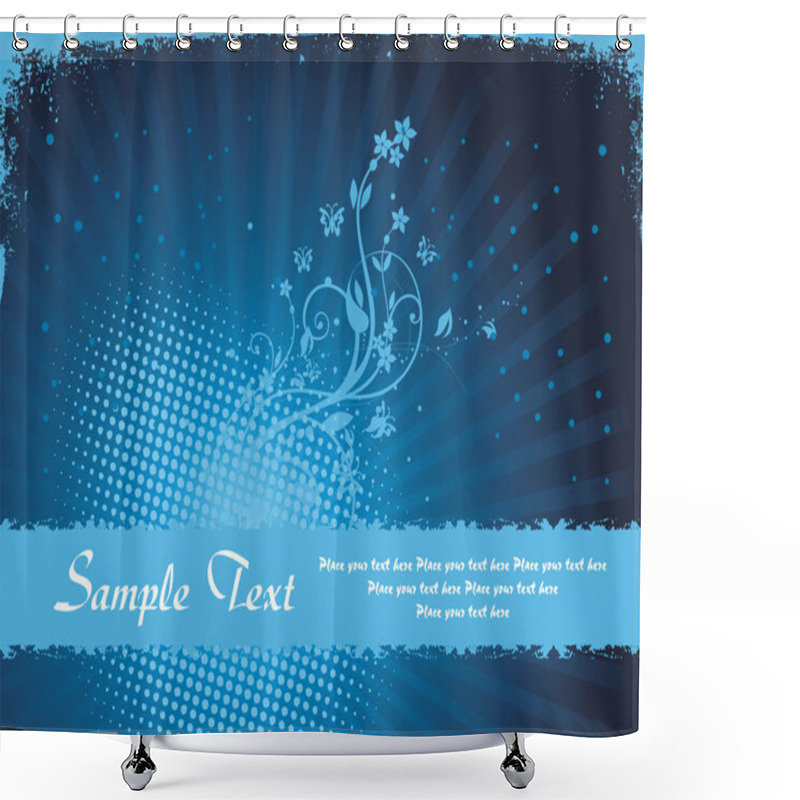 Personality  Blue Grunge Rays Background Shower Curtains