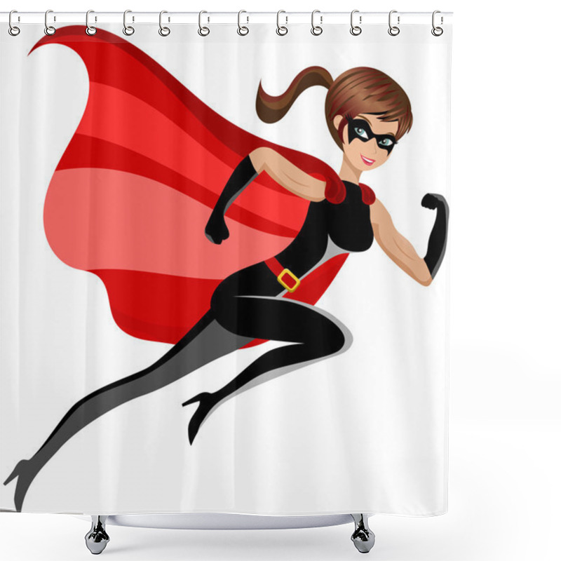 Personality  Superhero Woman Running Flying Isolated Shower Curtains