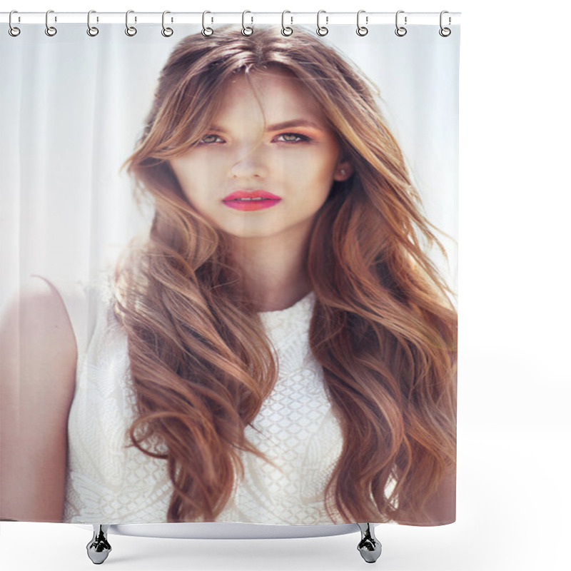 Personality  Beautiful Woman With Long Hair Shower Curtains