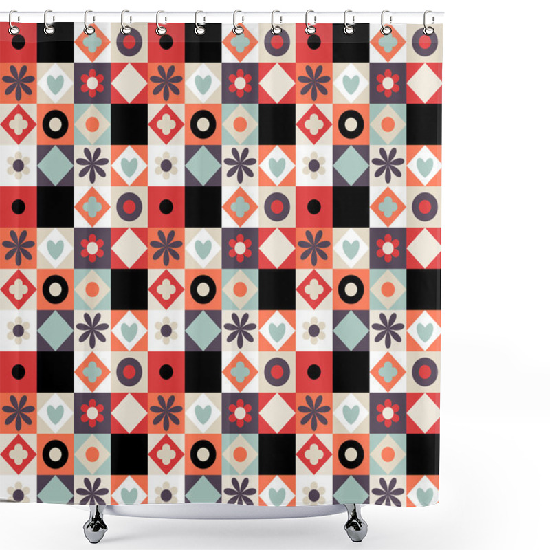 Personality  Quilting Pattern Seamless Vector Shower Curtains