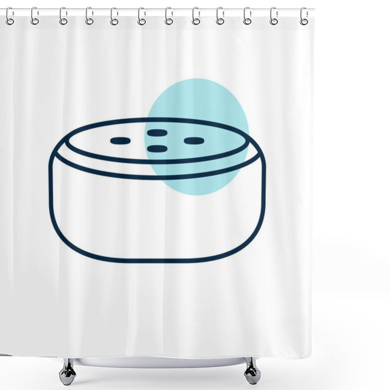 Personality  Small Smart Speaker With Voice Recognition Flat Vector Icon. Graph Symbol For Music And Sound Web Site And Apps Design, Logo, App, UI Shower Curtains