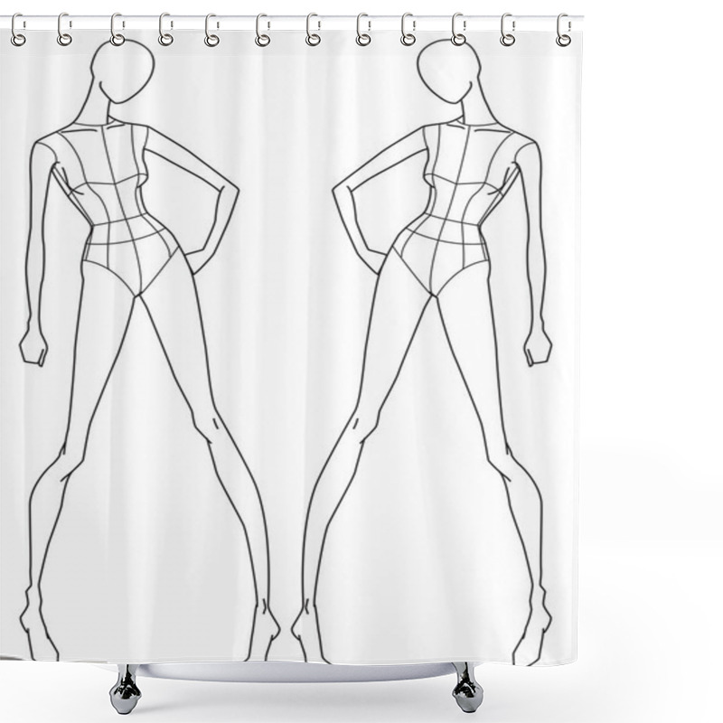 Personality  FEMALE WOMEN CROQUIS FRONT DIFFERENT SIDE POSES VECTOR SKETCH Shower Curtains