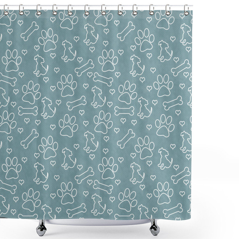 Personality  Green Doggy Tile Pattern Repeat Background Shower Curtains