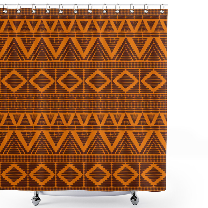 Personality  Tribal Pattern Vector Seamless. African Print With In Sun Orange Shower Curtains