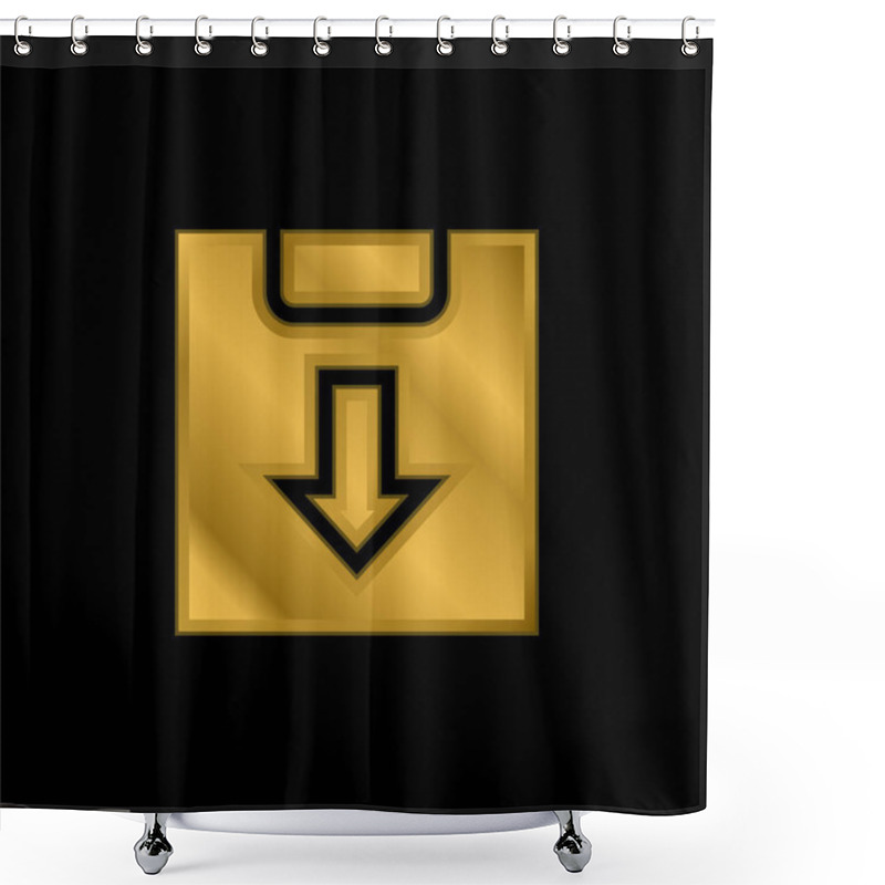 Personality  Archive Gold Plated Metalic Icon Or Logo Vector Shower Curtains