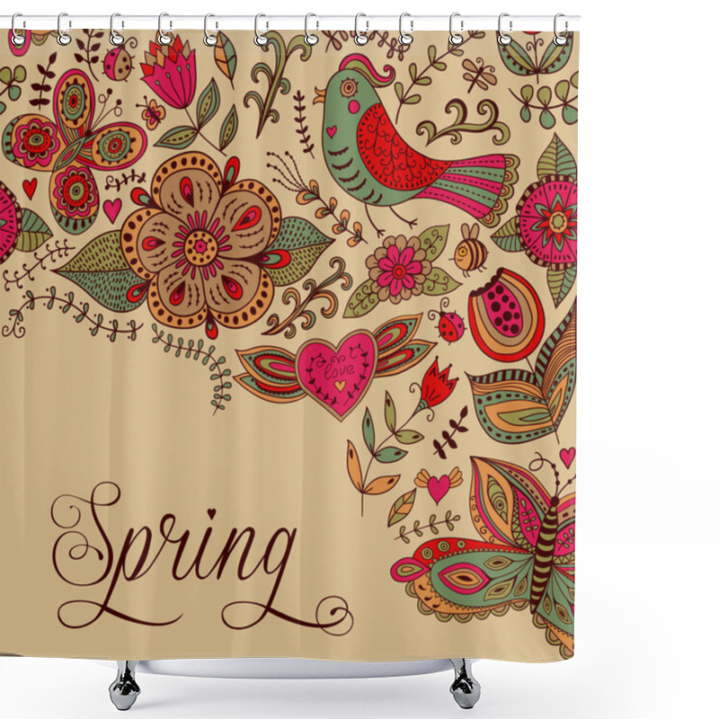 Personality  Floral Background, Spring Theme, Greeting Card Shower Curtains