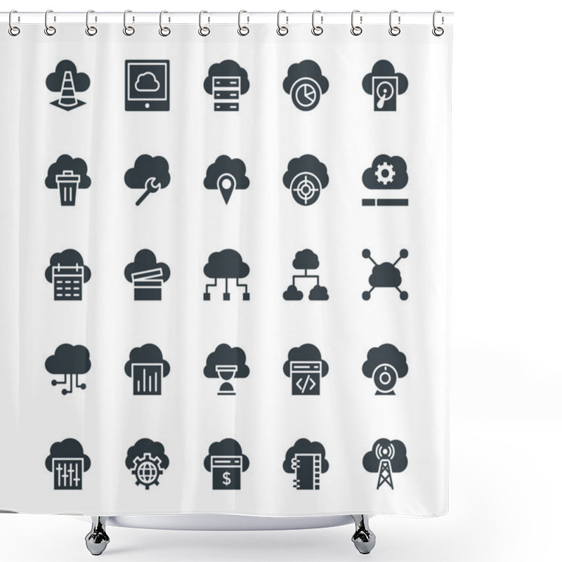 Personality  Cloud Computing Cool Vector Icons 2 Shower Curtains