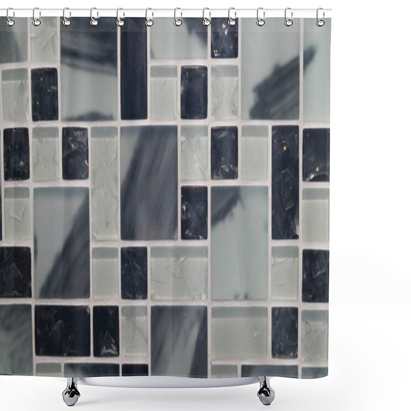 Personality  Mosaic Background. Blue And Black. Shower Curtains