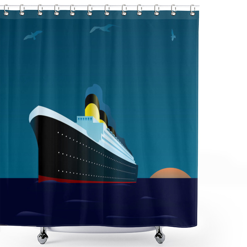 Personality  Cruise Liner At Sunset Shower Curtains