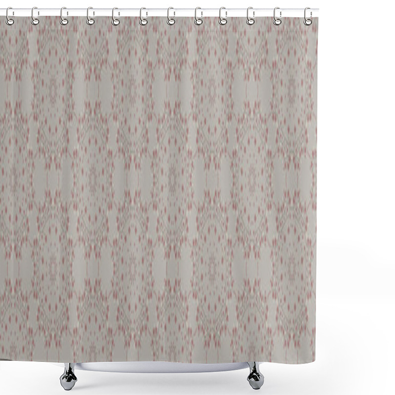 Personality  Hand Drawn Kaleidoscope Wagara Damask Seamless Border Pattern. Modern Japanese Motif, Hand Drawn In Soft Grey Pink Ecru Neutral Tones. Ribbon Trim Edging For Zakka Asian Washi Tape, Craft Stationery.  Shower Curtains