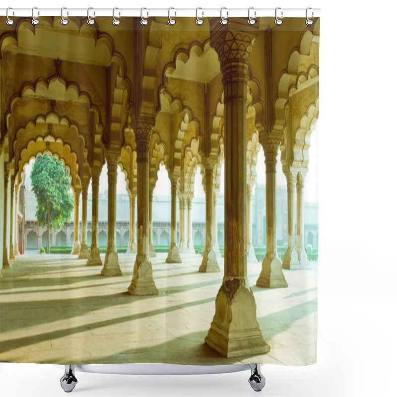 Personality  Gallery Of Pillars At Agra Fort. Agra, Uttar Pradesh, India Shower Curtains