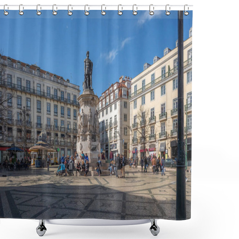 Personality  Lisbon, Portugal - Feb 18, 2020: Praca Luis De Camoes Square And Camoes Monument - Lisbon, Portugal Shower Curtains