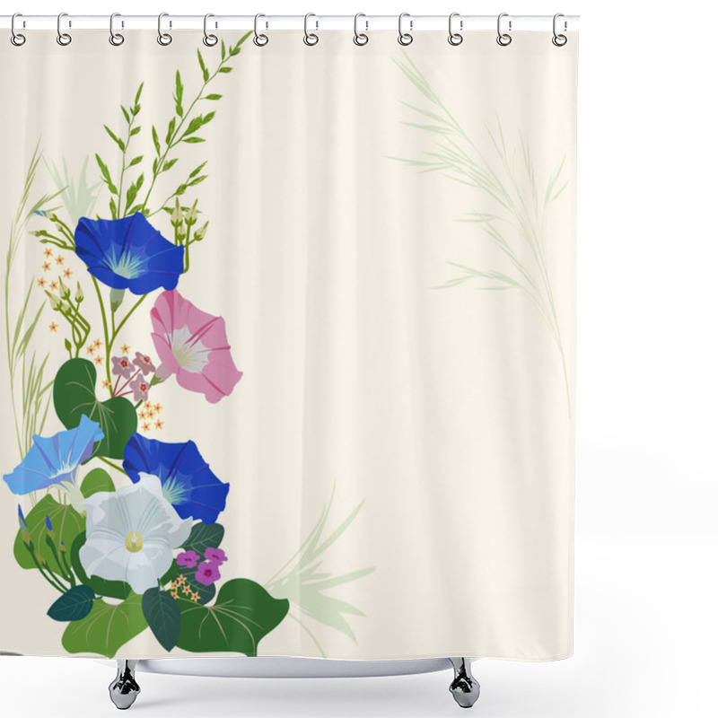 Personality  Bouquet Of Bindweed Flowers And Wild Herbs  Shower Curtains