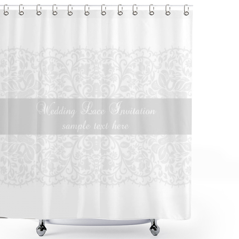 Personality  Vector Lace Invitation Card With Lace Floral Ornament Shower Curtains