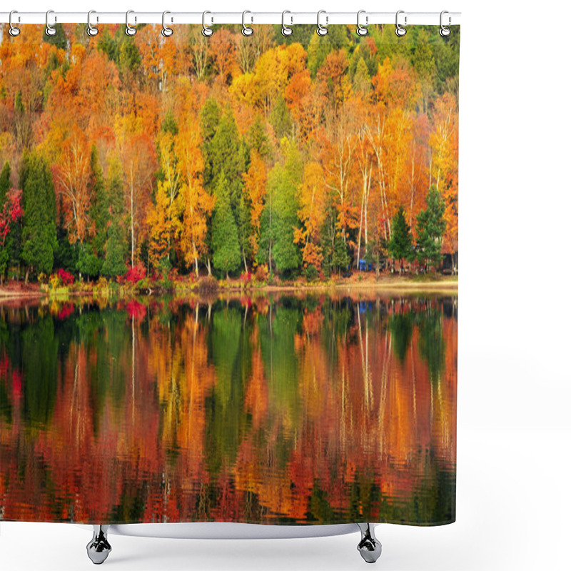 Personality  Fall Forest Reflections Shower Curtains