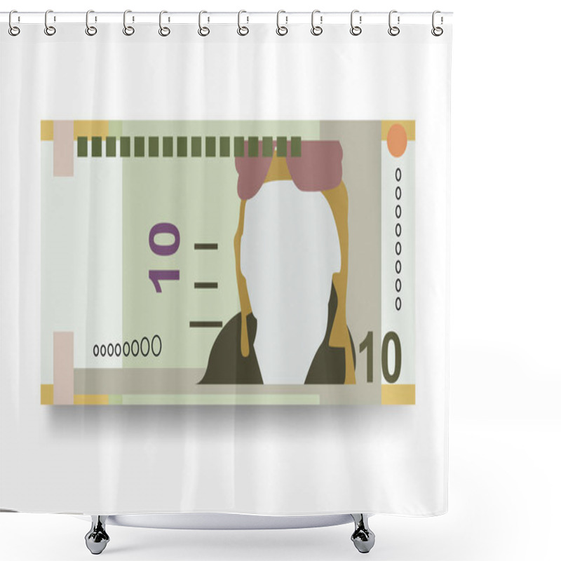 Personality  Peruvian New Sol Vector Illustration. Peru Money Set Bundle Banknotes. Paper Money 10 PEN. Flat Style. Isolated On White Background. Simple Minimal Design. Shower Curtains