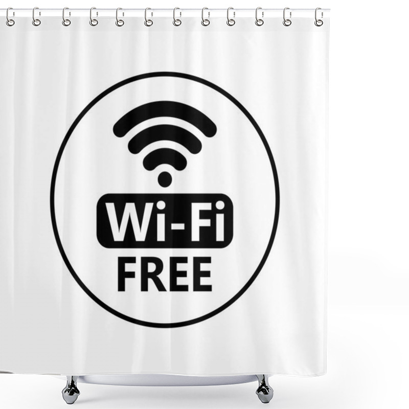 Personality  Free Wifi Icon. Wireless Connection Sticker Shower Curtains