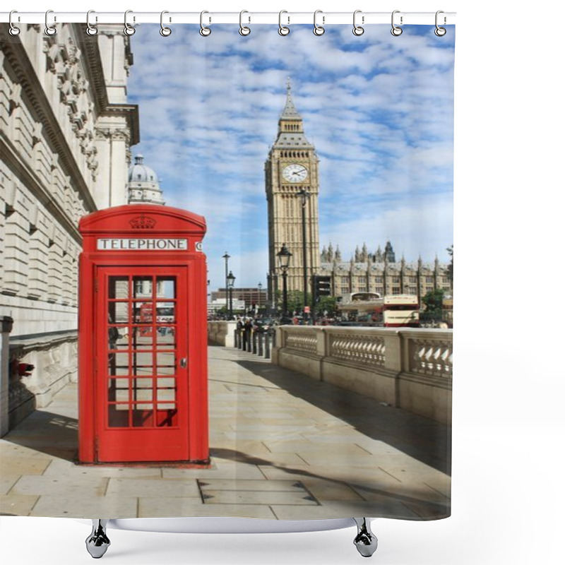 Personality  London Red Telephone Booth Shower Curtains