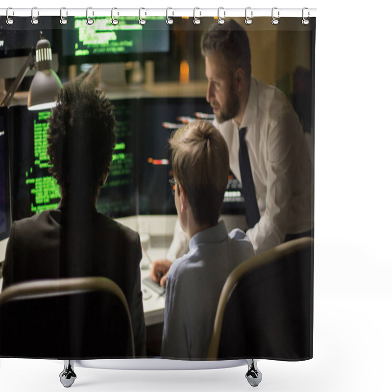 Personality  Creative Team Of Programmers Working Together On Brand New Computer App While Having Informal Meeting At Spacious Open Plan Office Shower Curtains