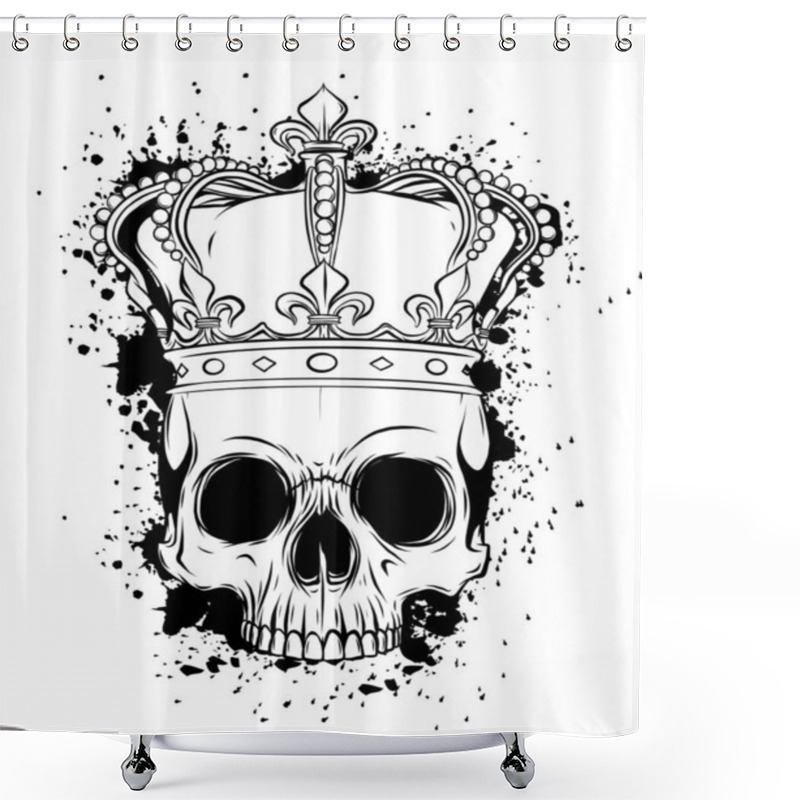 Personality  Hand Drawn King Skull Wearing Crown. Vector Illustration Shower Curtains