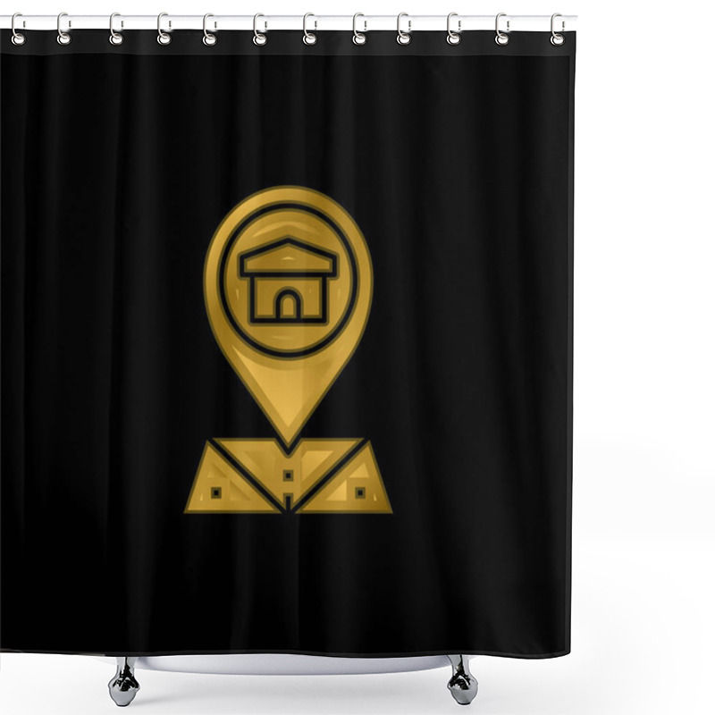 Personality  Address Gold Plated Metalic Icon Or Logo Vector Shower Curtains