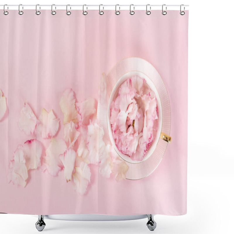 Personality  Flower Buds In Cup, Pink Background Shower Curtains