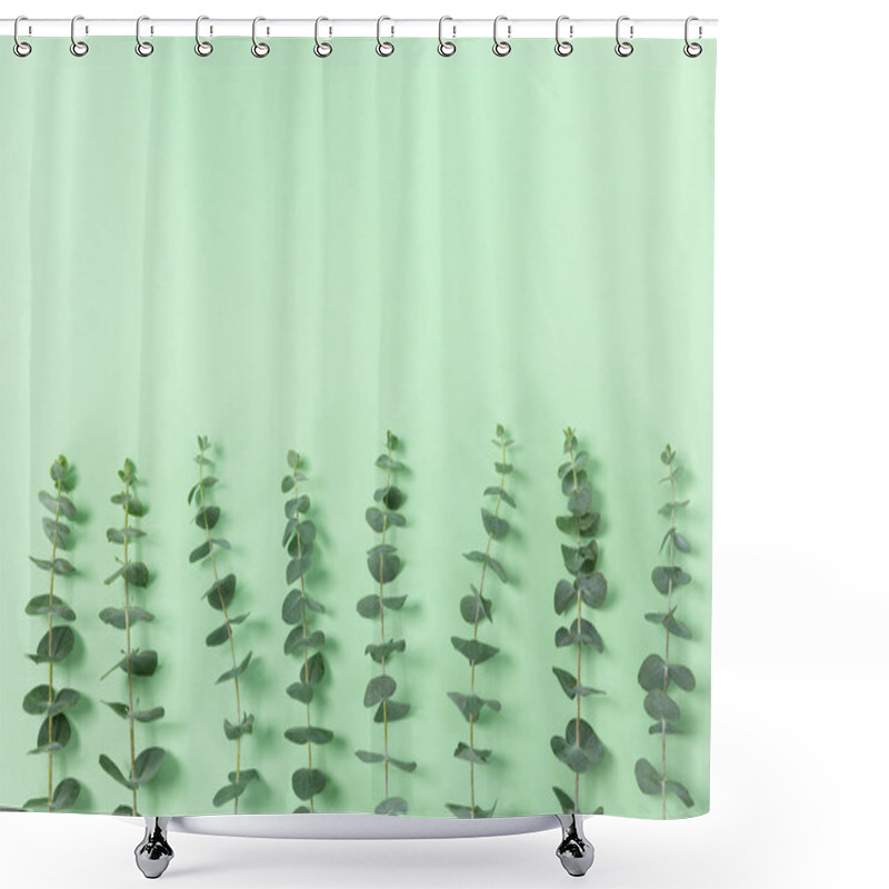 Personality  Leaves On Green Background Shower Curtains