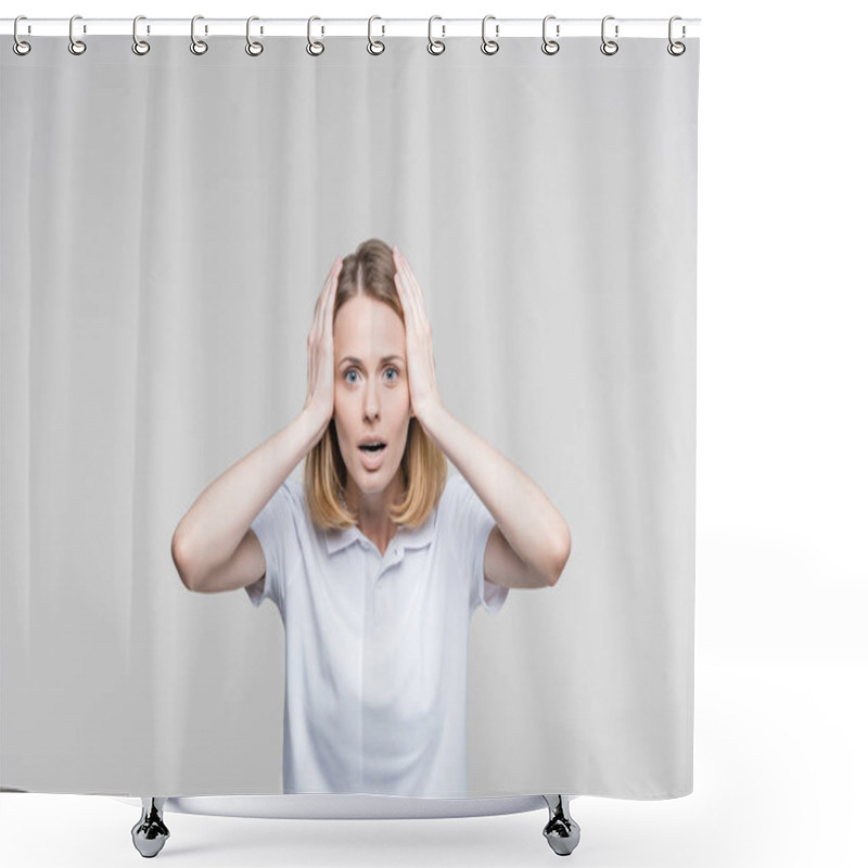 Personality  Attractive Shocked Woman Shower Curtains