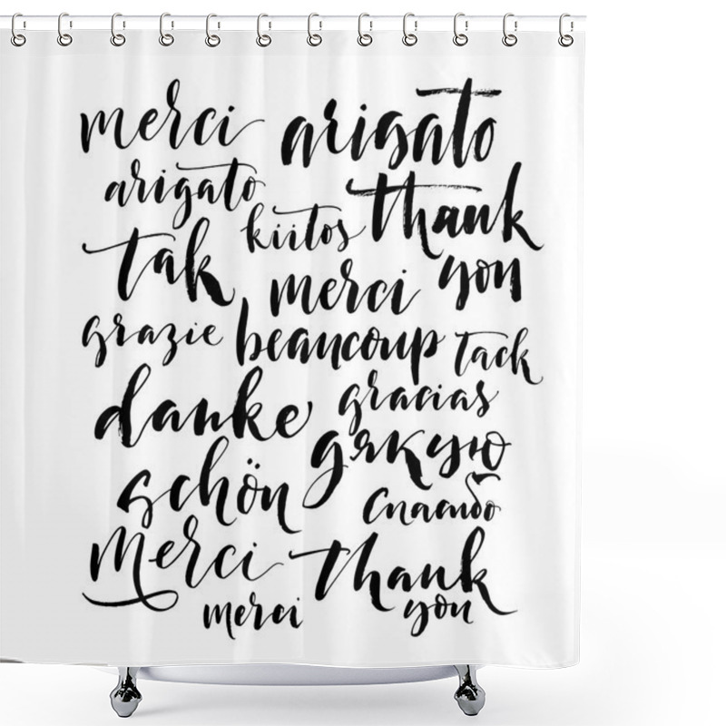 Personality  Collection Of Hand Drawn Thank You Words Shower Curtains