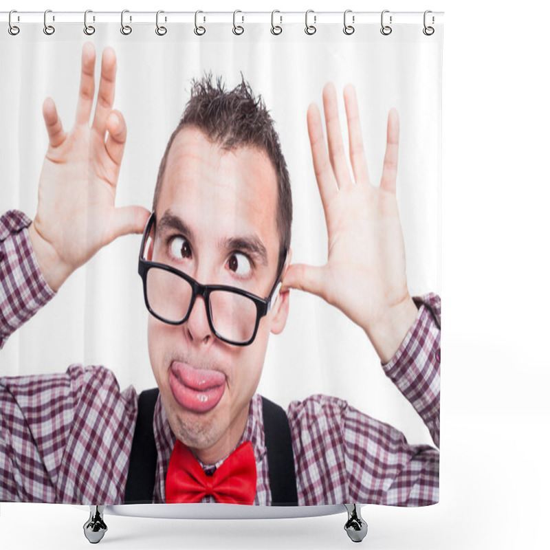 Personality  Funny Cross-eyed Nerd Face Shower Curtains