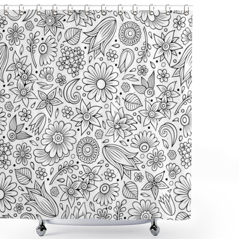 Personality  Cartoon Cute Hand Drawn Spring Seamless Pattern. Shower Curtains