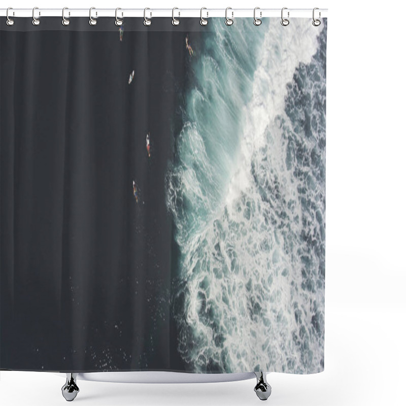 Personality  Top View From Altitude Of Group The Surfers Shower Curtains