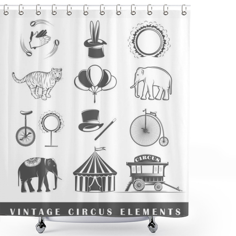 Personality  Set Of Elements Of The Circus Shower Curtains