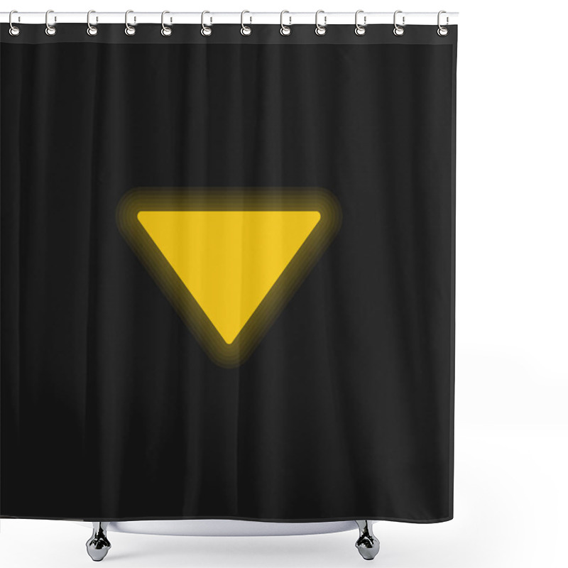 Personality  Arrow Down Filled Triangle Yellow Glowing Neon Icon Shower Curtains