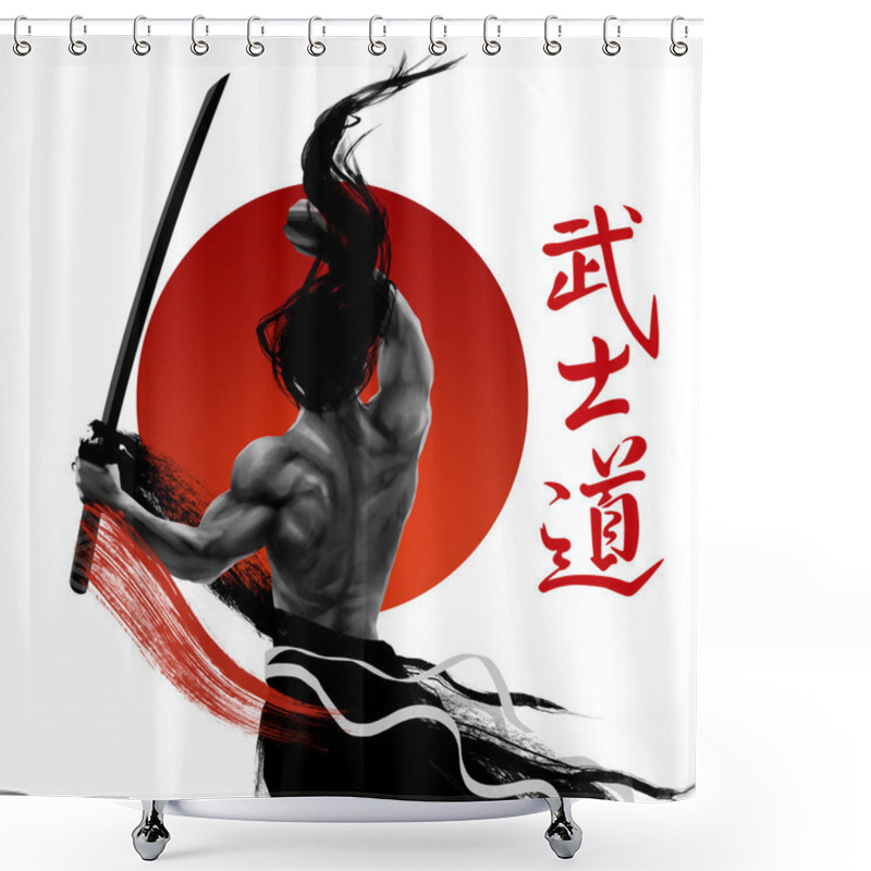 Personality  Samurai Pose Shower Curtains