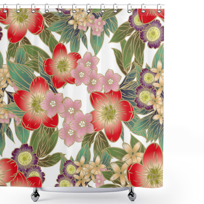 Personality  Abstract Elegance Seamless Pattern With Flowers, Vector Background Shower Curtains