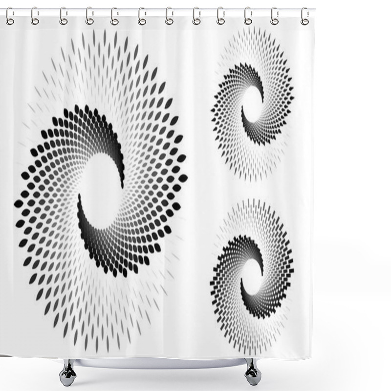 Personality  Set Of Gray Spirals With Elements Over White Backdrop. Abstract Background For Any Projects. Yin And Yang Symbol. Shower Curtains