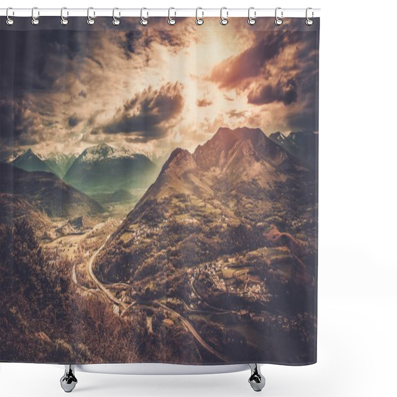 Personality  Colourful Sky Over Pyrenees Mountains Shower Curtains