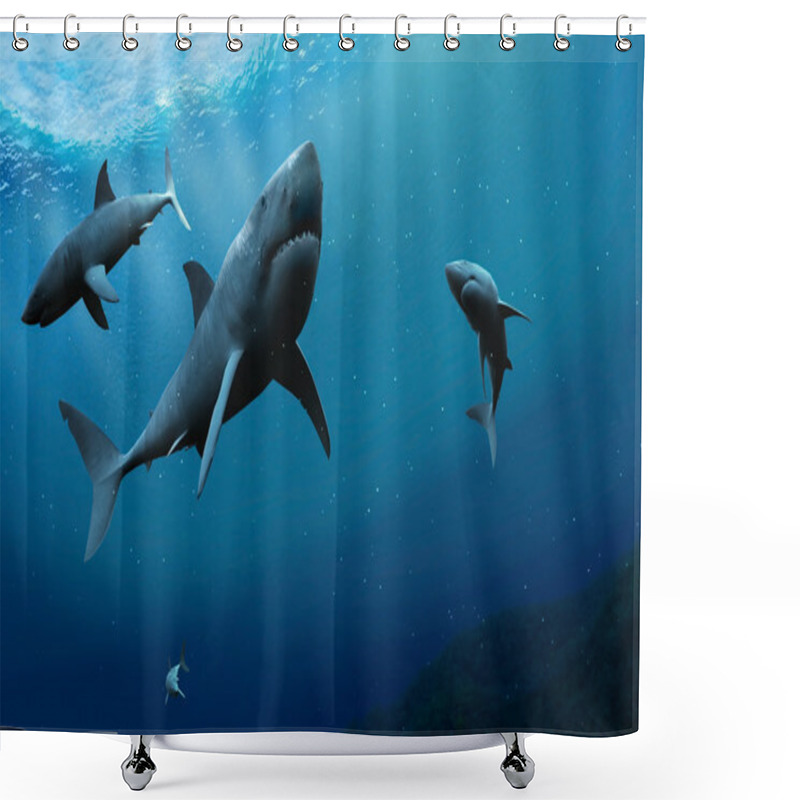 Personality  Sharks In The Sea. Shower Curtains