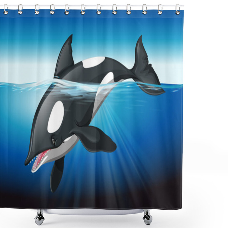 Personality  Killer Whale Swimming In The Ocean Shower Curtains