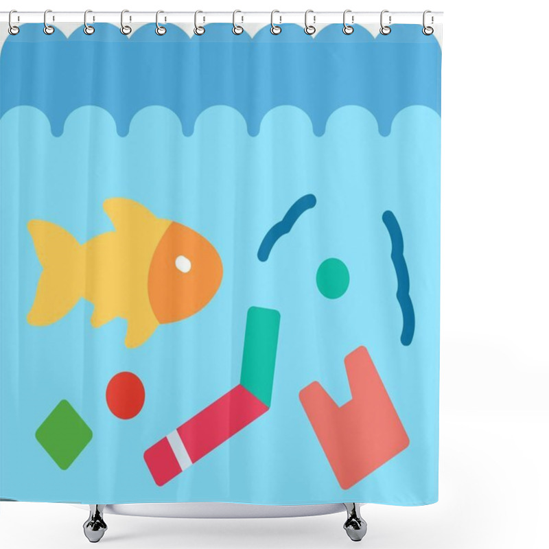 Personality  Pollution Flat Vector Icon Design Shower Curtains