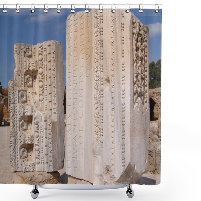 Personality  Ancient Carved Stone Friezes Tunisia Shower Curtains