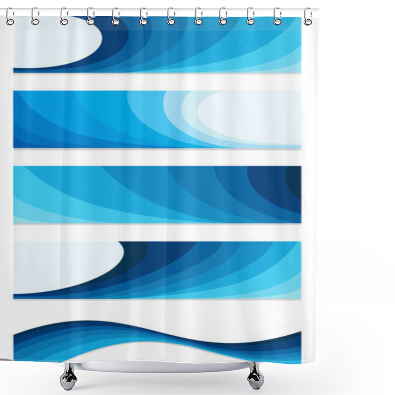 Personality  Blue Banner Set Shower Curtains