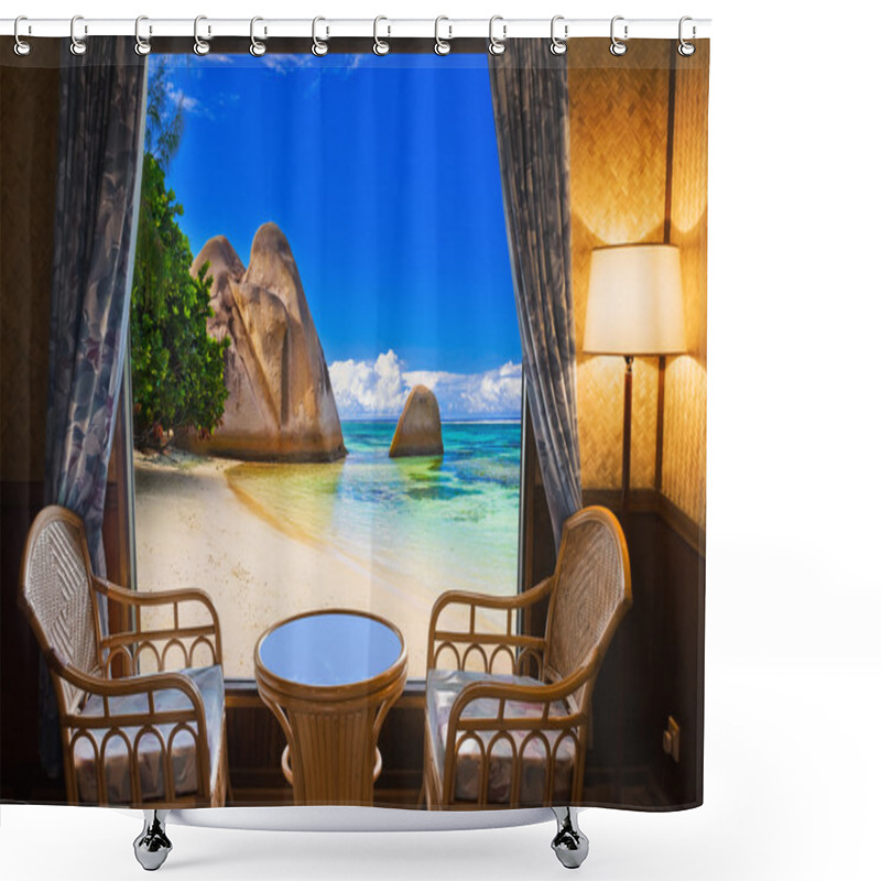 Personality  Hotel Room And Beach Landscape Shower Curtains